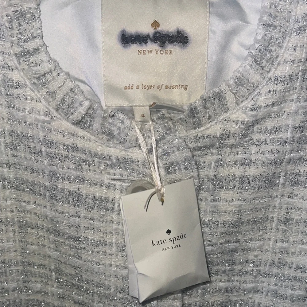 Kate Spade New York Cream Star Bright Sparkle Tweed Coat Size 0–10 | NWOT - Picture 7 of 10